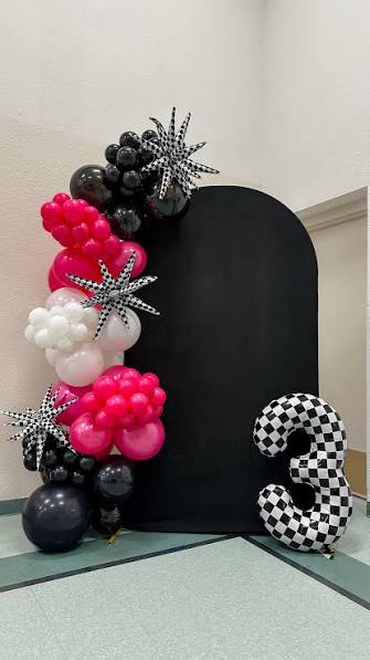 Decorated event backdrop for photographs